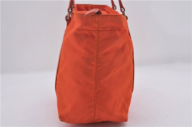 Authentic PRADA Nylon Tessuto Leather Shoulder Tote Bag Purse Orange 0132E