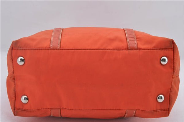 Authentic PRADA Nylon Tessuto Leather Shoulder Tote Bag Purse Orange 0132E
