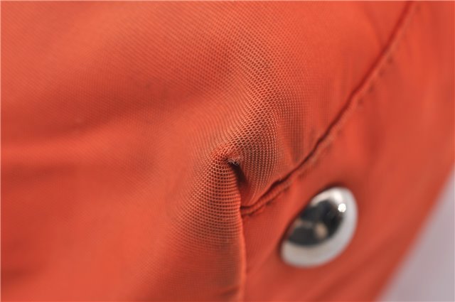 Authentic PRADA Nylon Tessuto Leather Shoulder Tote Bag Purse Orange 0132E