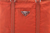 Authentic PRADA Nylon Tessuto Leather Shoulder Tote Bag Purse Orange 0132E