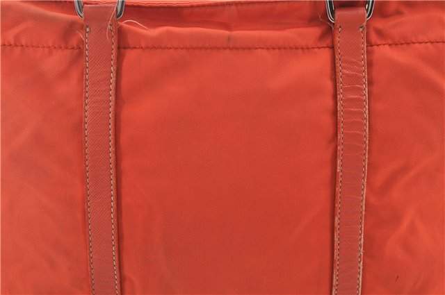 Authentic PRADA Nylon Tessuto Leather Shoulder Tote Bag Purse Orange 0132E