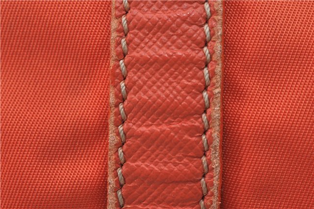 Authentic PRADA Nylon Tessuto Leather Shoulder Tote Bag Purse Orange 0132E