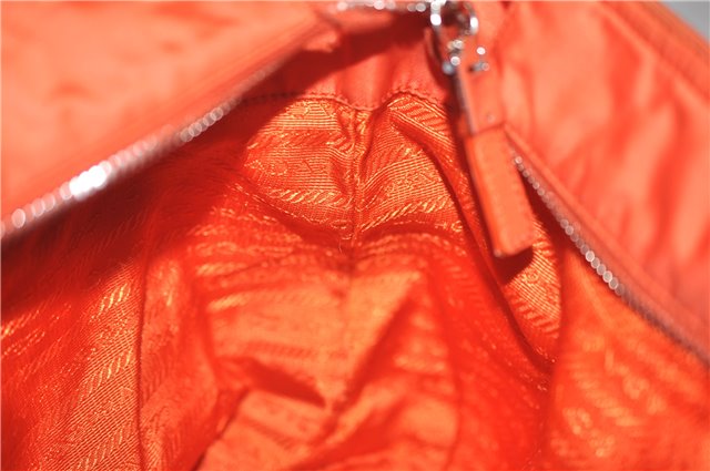 Authentic PRADA Nylon Tessuto Leather Shoulder Tote Bag Purse Orange 0132E