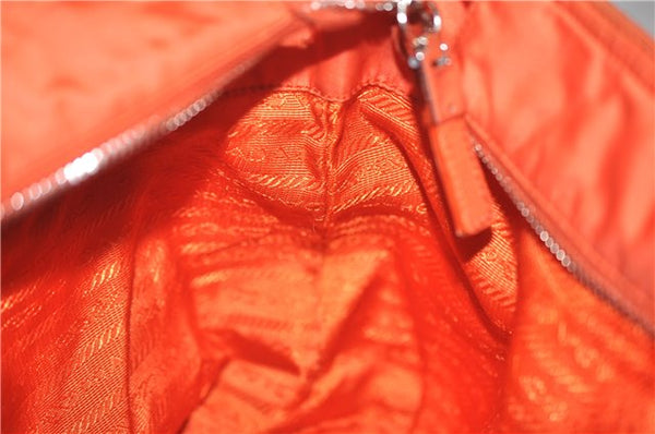 Authentic PRADA Nylon Tessuto Leather Shoulder Tote Bag Purse Orange 0132E