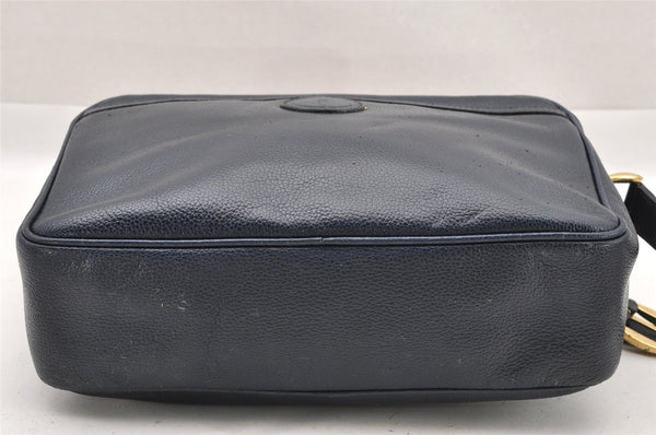 Authentic GUCCI Shoulder Cross Body Bag Purse Leather Navy Blue Junk 0132I