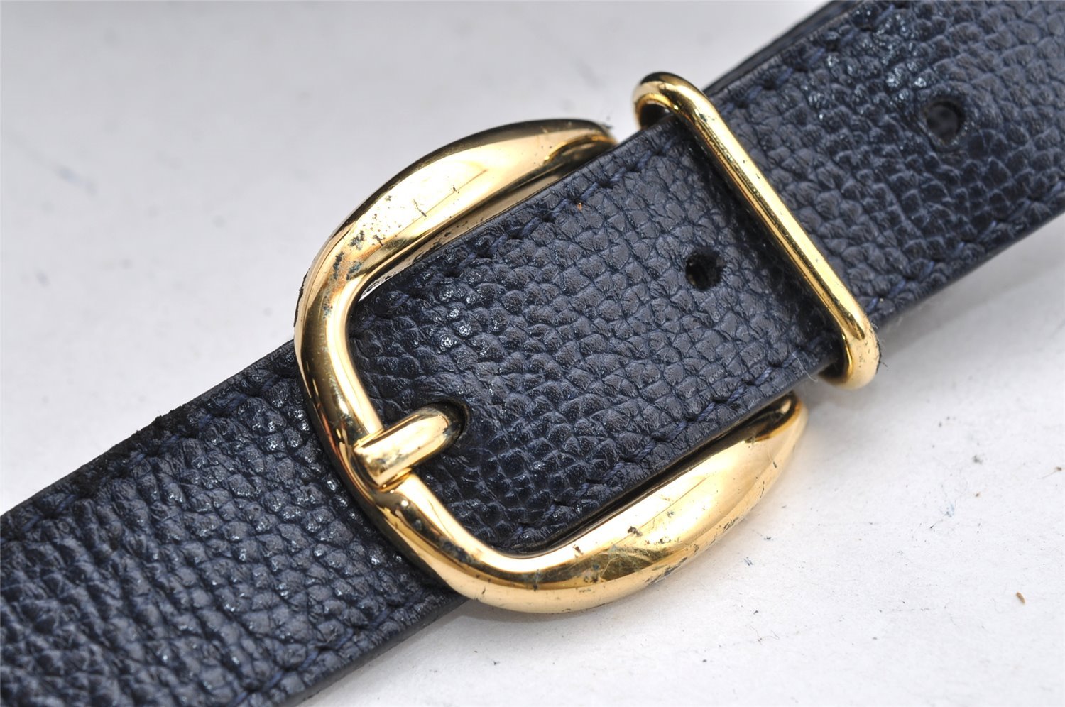 Authentic GUCCI Shoulder Cross Body Bag Purse Leather Navy Blue Junk 0132I