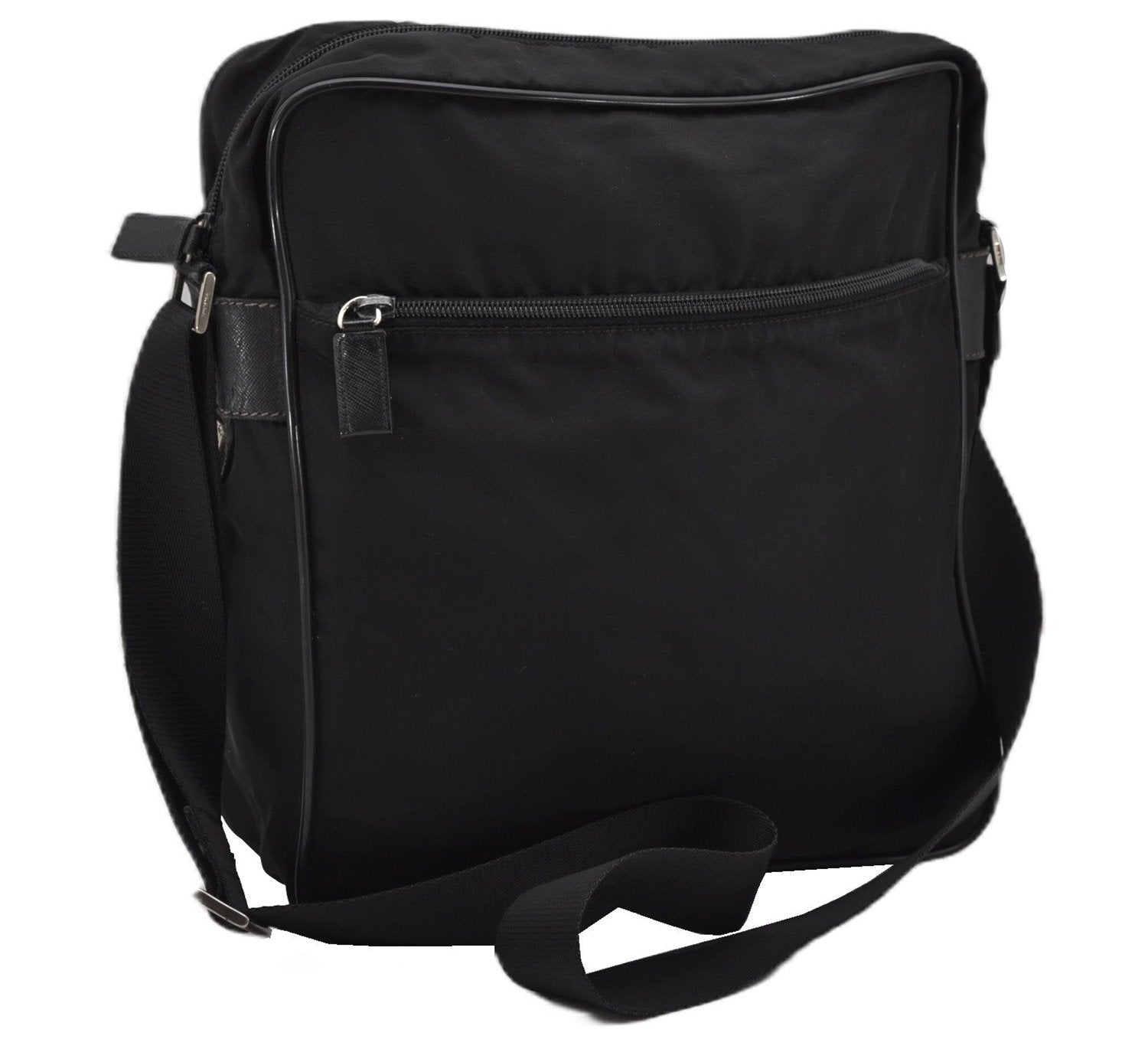 Authentic PRADA Nylon Saffiano Leather Shoulder Cross Body Bag Black 0133G