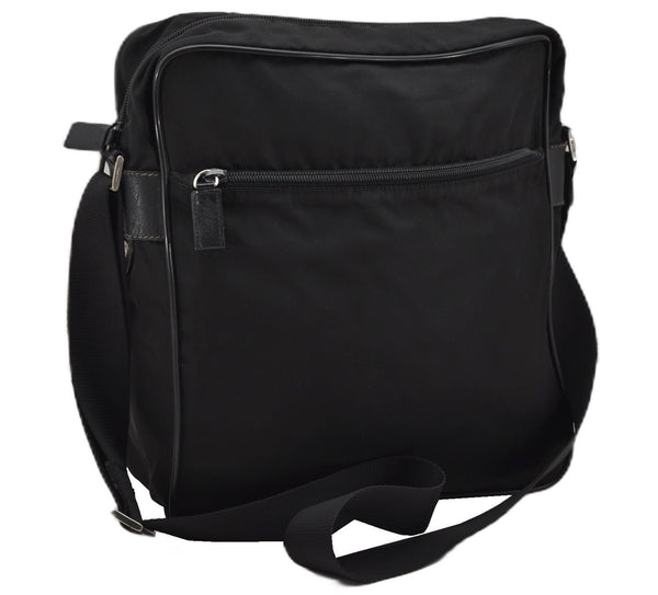 Authentic PRADA Nylon Saffiano Leather Shoulder Cross Body Bag Black 0133G