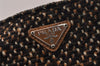 Authentic PRADA Vintage Stuoia Tweed Leather Tote Bag B11268 Brown Junk 0133I