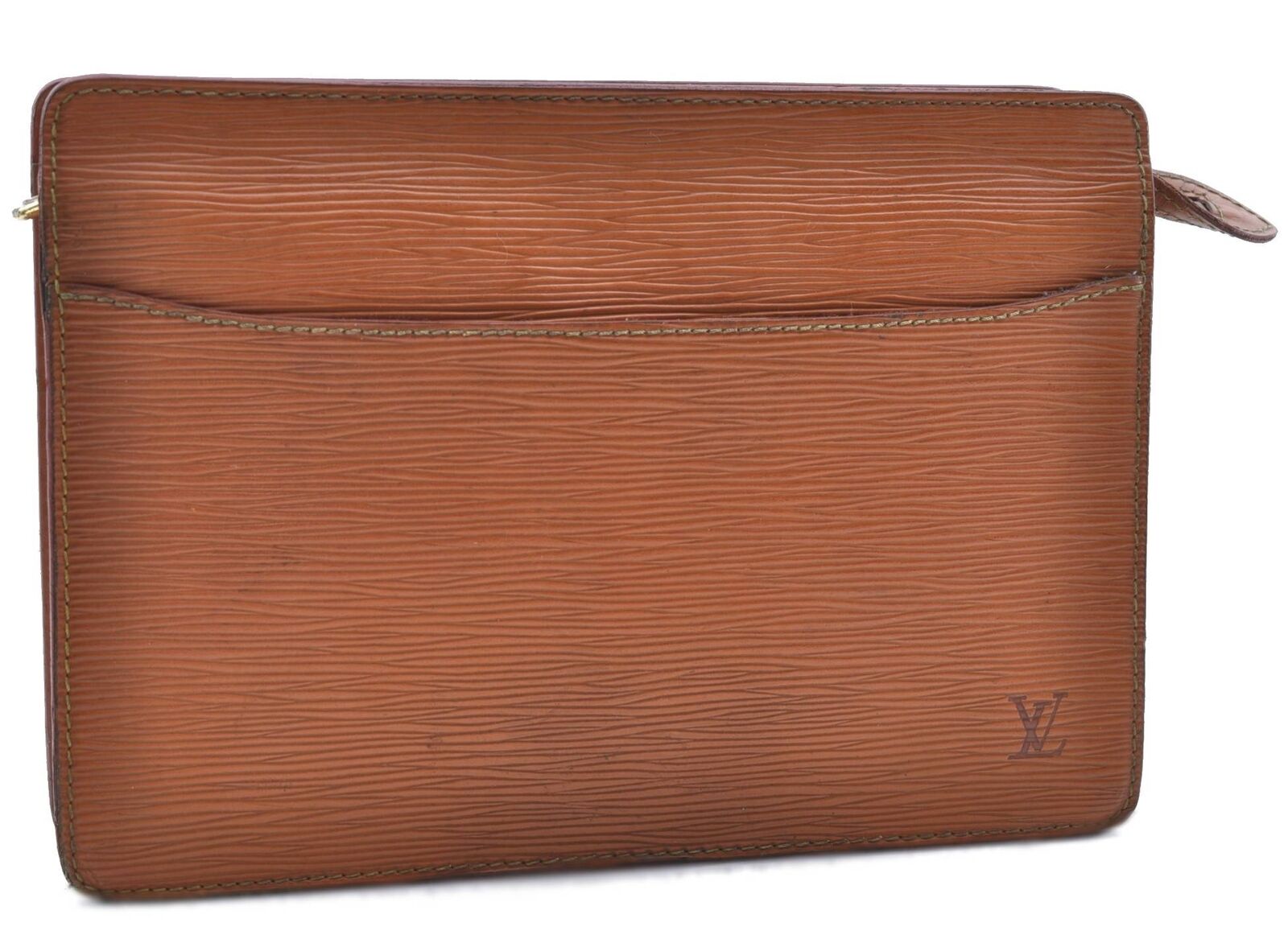 Authentic LOUIS VUITTON Epi Pochette Homme Clutch Bag Brown M52528 LV 0134C