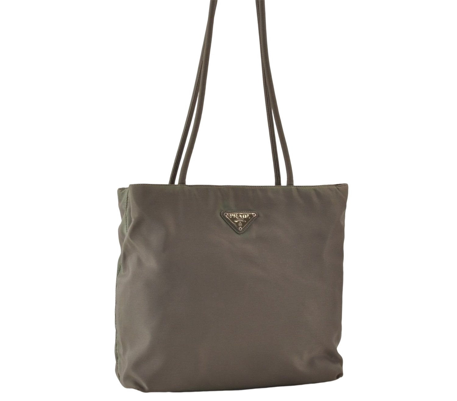 Authentic PRADA Nylon Tessuto Shoulder Tote Bag Purse Khaki Green 0138E
