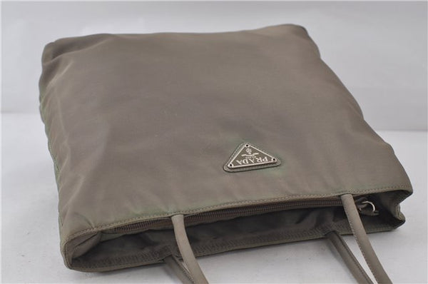 Authentic PRADA Nylon Tessuto Shoulder Tote Bag Purse Khaki Green 0138E