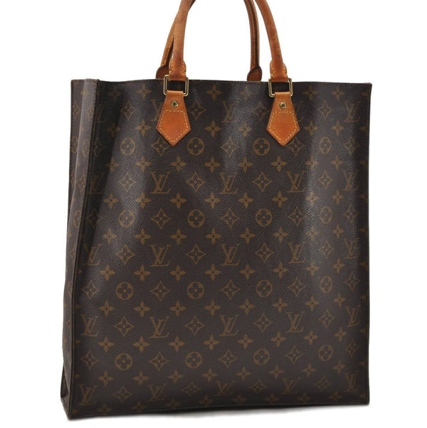 Authentic Louis Vuitton Monogram Sac Plat Hand Bag M51140 LV 0139D