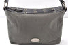Authentic CELINE Vintage Shoulder Hand Bag Purse Nylon Leather Khaki Green 0139G