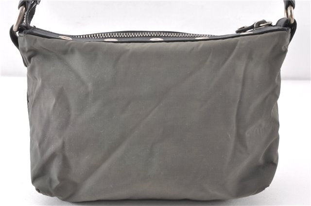 Authentic CELINE Vintage Shoulder Hand Bag Purse Nylon Leather Khaki Green 0139G
