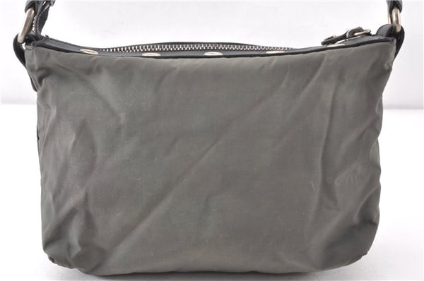 Authentic CELINE Vintage Shoulder Hand Bag Purse Nylon Leather Khaki Green 0139G