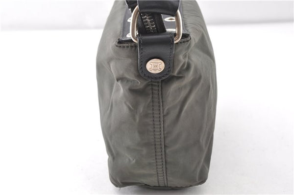 Authentic CELINE Vintage Shoulder Hand Bag Purse Nylon Leather Khaki Green 0139G