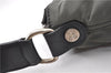 Authentic CELINE Vintage Shoulder Hand Bag Purse Nylon Leather Khaki Green 0139G