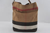 Authentic BURBERRY Check 2Way Shoulder Hand Bag Canvas Leather Beige 0140I