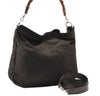 Authentic GUCCI Bamboo 2Way Shoulder Hand Bag Nylon Leather Khaki Green 0141G