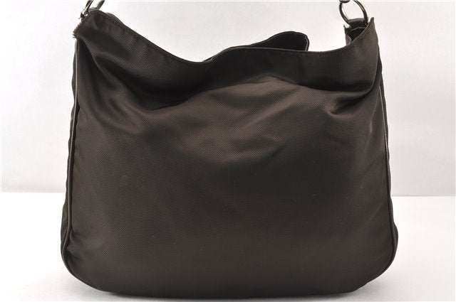 Authentic GUCCI Bamboo 2Way Shoulder Hand Bag Nylon Leather Khaki Green 0141G