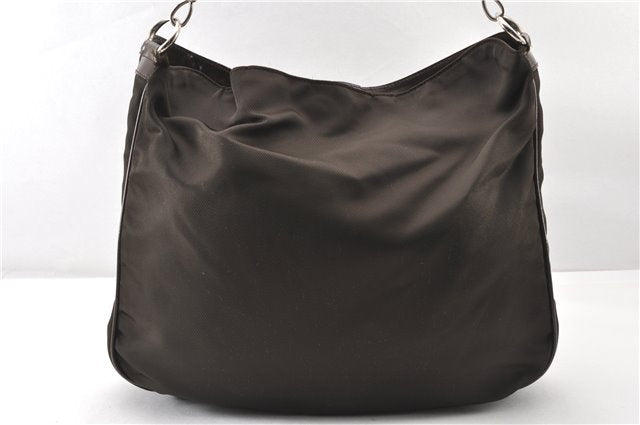 Authentic GUCCI Bamboo 2Way Shoulder Hand Bag Nylon Leather Khaki Green 0141G