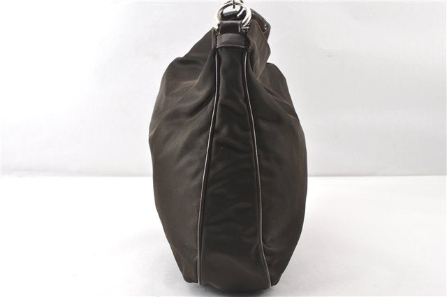 Authentic GUCCI Bamboo 2Way Shoulder Hand Bag Nylon Leather Khaki Green 0141G