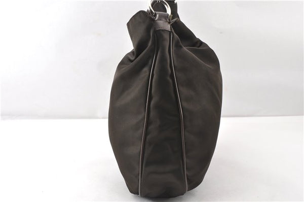 Authentic GUCCI Bamboo 2Way Shoulder Hand Bag Nylon Leather Khaki Green 0141G