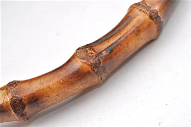 Authentic GUCCI Bamboo 2Way Shoulder Hand Bag Nylon Leather Khaki Green 0141G