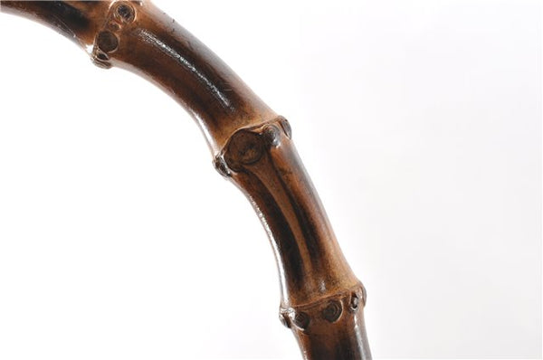 Authentic GUCCI Bamboo 2Way Shoulder Hand Bag Nylon Leather Khaki Green 0141G