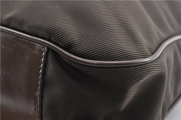 Authentic GUCCI Bamboo 2Way Shoulder Hand Bag Nylon Leather Khaki Green 0141G