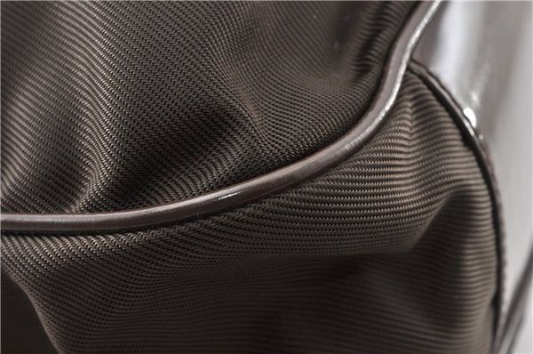 Authentic GUCCI Bamboo 2Way Shoulder Hand Bag Nylon Leather Khaki Green 0141G