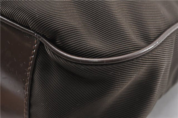 Authentic GUCCI Bamboo 2Way Shoulder Hand Bag Nylon Leather Khaki Green 0141G