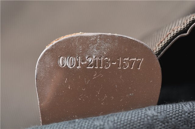 Authentic GUCCI Bamboo 2Way Shoulder Hand Bag Nylon Leather Khaki Green 0141G