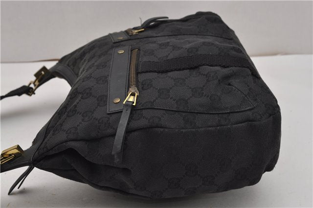 Authentic GUCCI Shoulder Cross Body Bag GG Canvas Leather 90762 Black 0142G