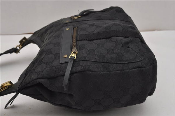 Authentic GUCCI Shoulder Cross Body Bag GG Canvas Leather 90762 Black 0142G