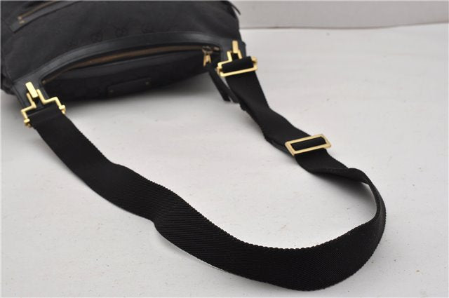 Authentic GUCCI Shoulder Cross Body Bag GG Canvas Leather 90762 Black 0142G