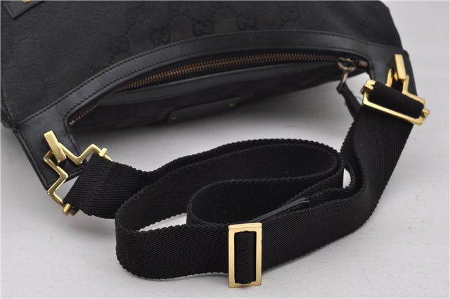 Authentic GUCCI Shoulder Cross Body Bag GG Canvas Leather 90762 Black 0142G