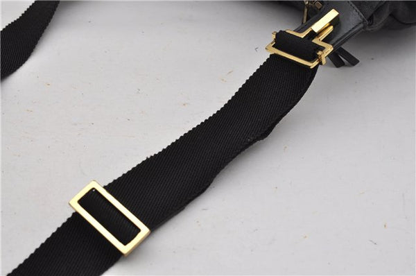 Authentic GUCCI Shoulder Cross Body Bag GG Canvas Leather 90762 Black 0142G