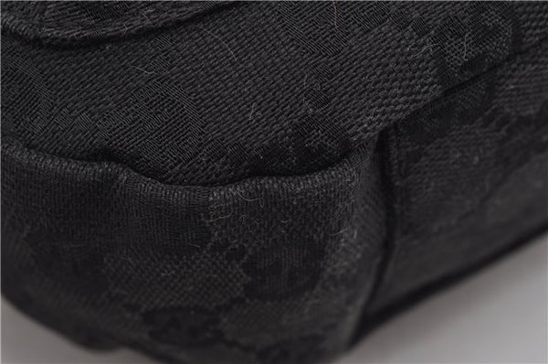 Authentic GUCCI Shoulder Cross Body Bag GG Canvas Leather 90762 Black 0142G