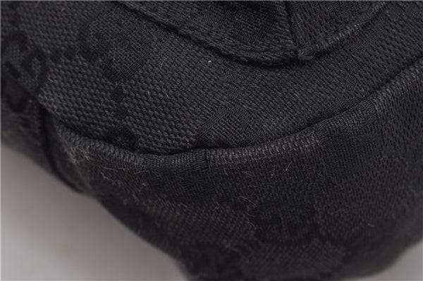 Authentic GUCCI Shoulder Cross Body Bag GG Canvas Leather 90762 Black 0142G