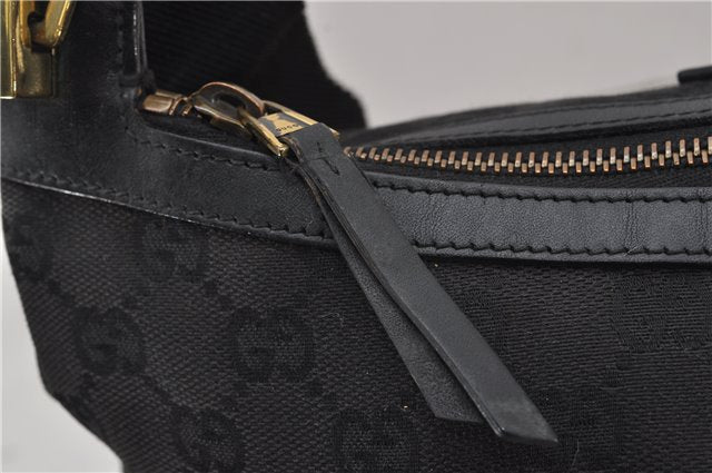 Authentic GUCCI Shoulder Cross Body Bag GG Canvas Leather 90762 Black 0142G