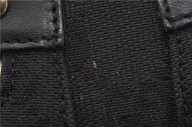 Authentic GUCCI Shoulder Cross Body Bag GG Canvas Leather 90762 Black 0142G