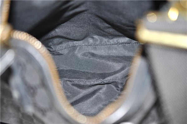 Authentic GUCCI Shoulder Cross Body Bag GG Canvas Leather 90762 Black 0142G