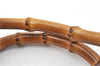 Authentic GUCCI Vintage Bamboo 2Way Shoulder Hand Bag Leather Brown Junk 0144G
