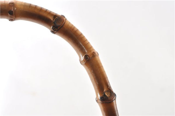 Authentic GUCCI Vintage Bamboo 2Way Shoulder Hand Bag Leather Brown Junk 0144G