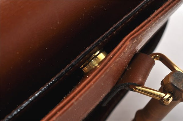 Authentic GUCCI Vintage Bamboo 2Way Shoulder Hand Bag Leather Brown Junk 0144G