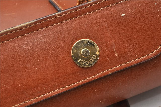 Authentic GUCCI Vintage Bamboo 2Way Shoulder Hand Bag Leather Brown Junk 0144G