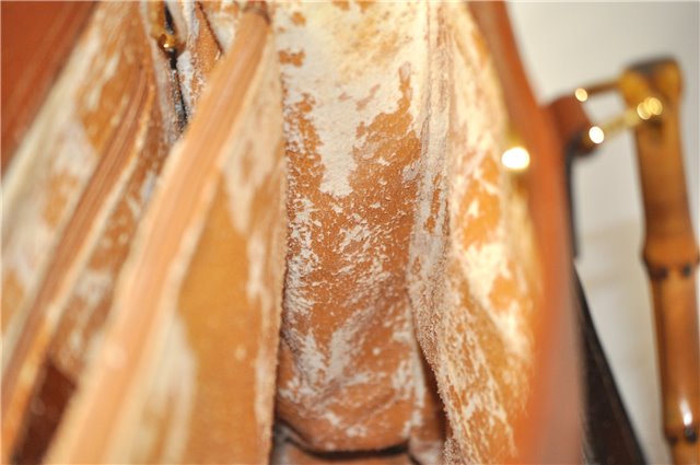 Authentic GUCCI Vintage Bamboo 2Way Shoulder Hand Bag Leather Brown Junk 0144G