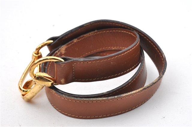 Authentic GUCCI Vintage Bamboo 2Way Shoulder Hand Bag Leather Brown Junk 0144G